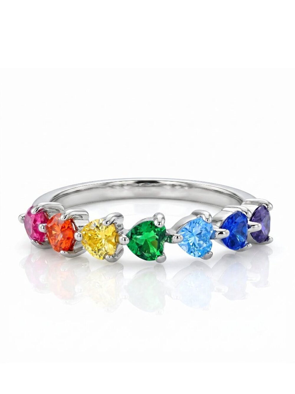 Rainbow Multicolor Cluster Ring, 925 Sterling Silver Size Charmed Aroma Size 6